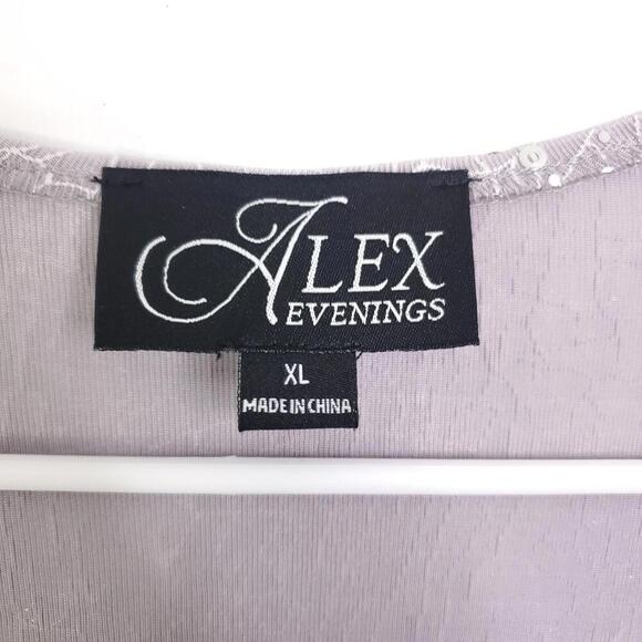 Alex Evenings Jacket Womens XL Mesh Sequin Overlay Lighter Formal Cardigan - Picture 5 of 9